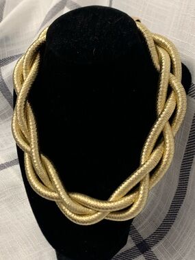 Hand Crafted big bold textured cord braided rope short necklace choker